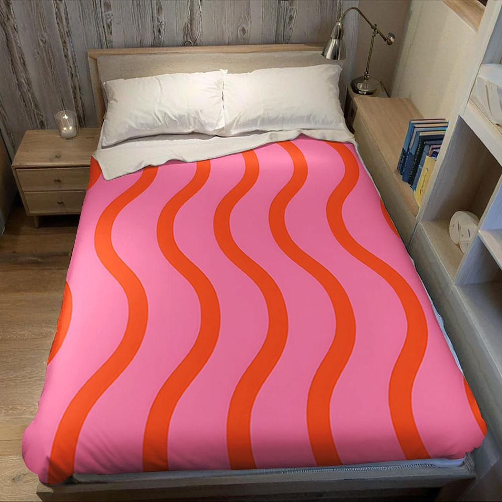 Wavy Stripe Flannel Blanket Warm Soft Halloween Christmas Couch Warm Cozy Decorative Decor Gift for All Season