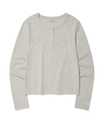 WACKY WILLY Women'S Baby Lily Henley Neck Long Sleeve Oatmeal