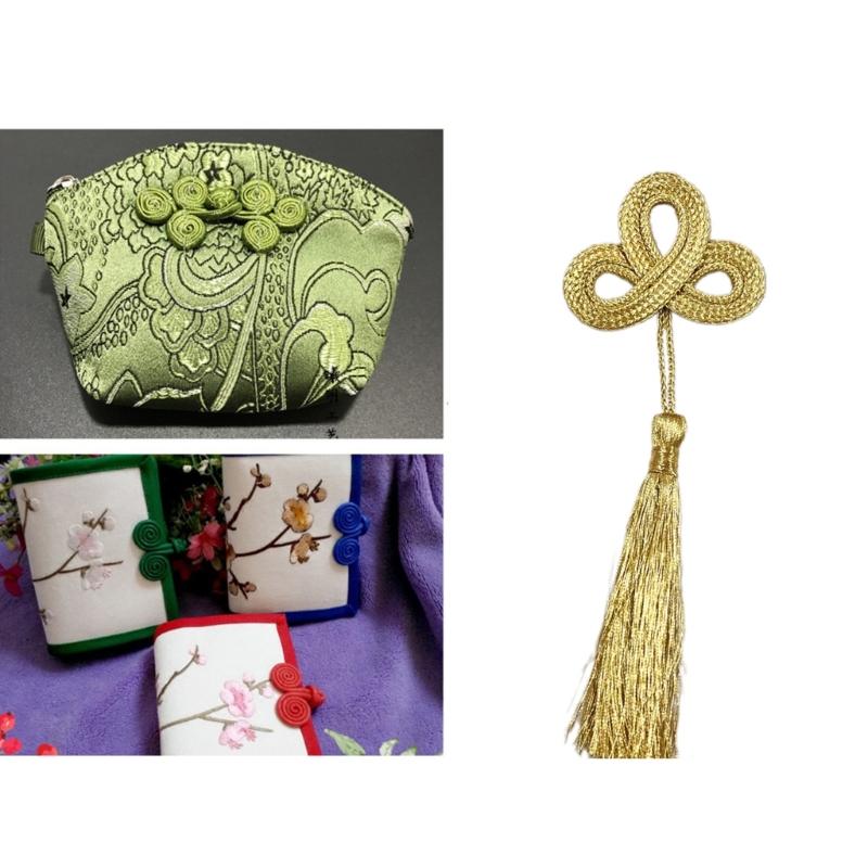 Flecos Largos Dorados Adorno Decorativo de Tréboles Hechos a Mano Accesorios de Moda para Decoración de Cortinas de Hogar