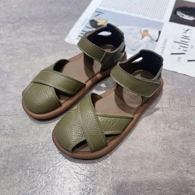 Sandale Romane Casual cu Talpă Moale pentru Femei 2026 Pantofi Plati de Vară Mărimi Mari Pantofi Casual Romani din Piele Baotou
