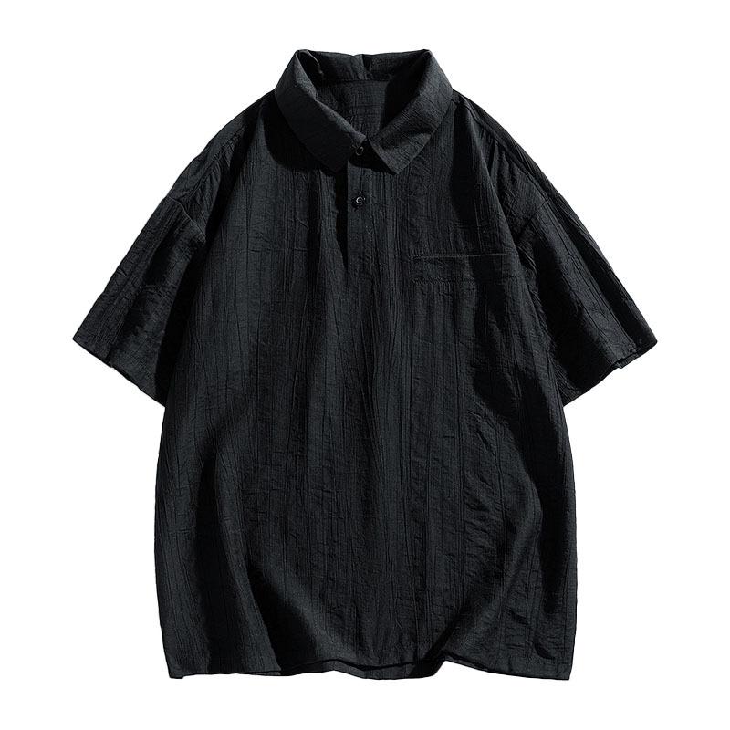 

Летняя новая легкая рубашка с коротким рукавом и лацканами, для отдыха на открытом воздухе, путешествий, отпуска, футболка, свободный топ, дышащая XXXL чёрный