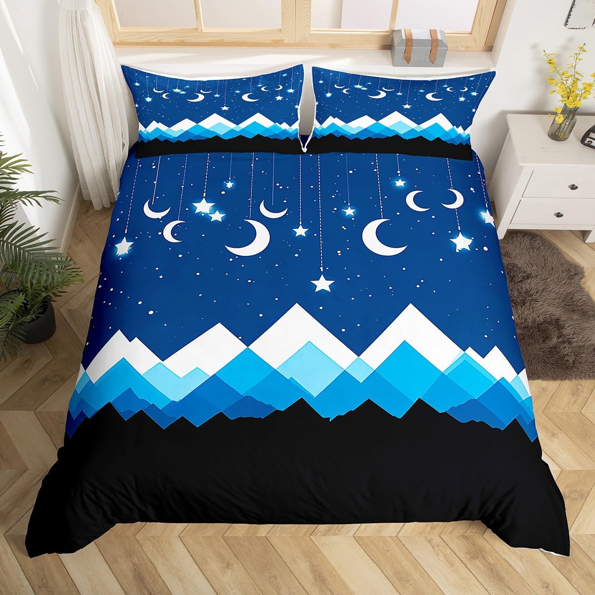 

Galaxy Duvet Cover Queen King Size Modern Universe Star Print Bedding Set Abstract Geometric Quilt Cover For Kids Adults Decor EU Single(135x200cm)