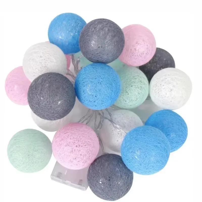 LED Cotton Balls String Lights Lantern Battery or USB Powered Wedding Home Party Ornament Lighting Stings Christmas Decoration