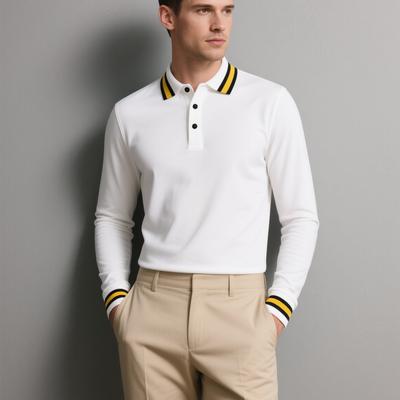 Men'S Polo Shirt Casual Slim Long Sleeve T-Shirt Business Brand Clothing High Quality Autumn Winter Solid Color Breathable Top