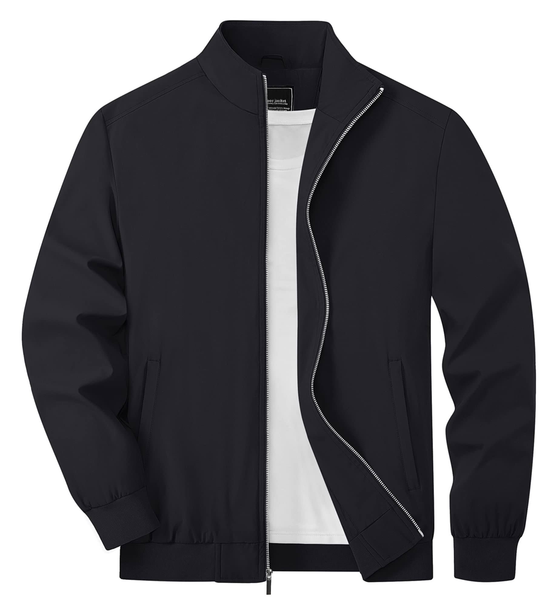 

TACVASEN Men s Casual Jacket, Lightweight, Plus Size, Hoodie, Sportswear, Loose Fit, Sukajan, Spring/Autumn, Commuting, Black, Size 2XL