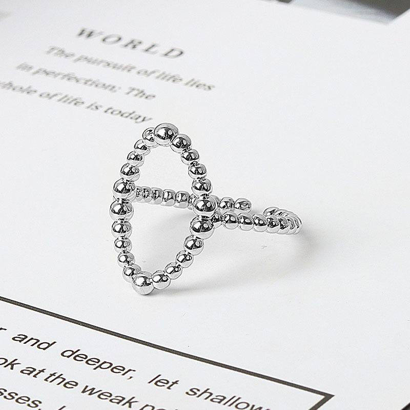 Vintage Hollow Out Oval Geometric Open Ring Versatile Metal Band For Women Fashion Jewelry Accessory adjustable opening
