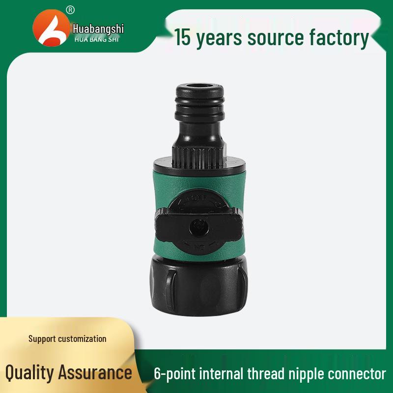 

Plastic American-style connectors with switches, quick garden connectors, and valves.