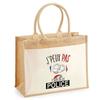 Beach Bag - PLANETEE - Jute with I Can't Pocket - Cotton - 43x33 Cm - Printed In France