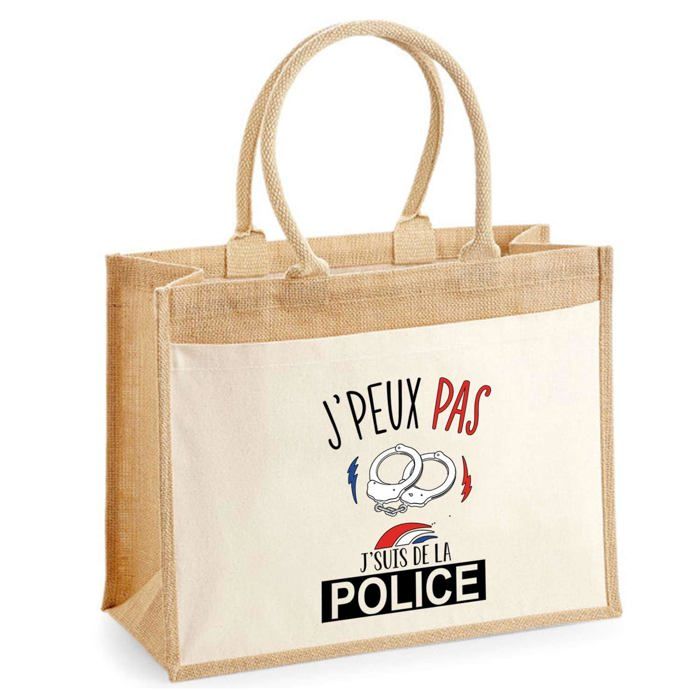 Sac de plage - PLANETEE - Jute avec poche J'peux pas - Coton - 43x33 cm - Imprimé en France