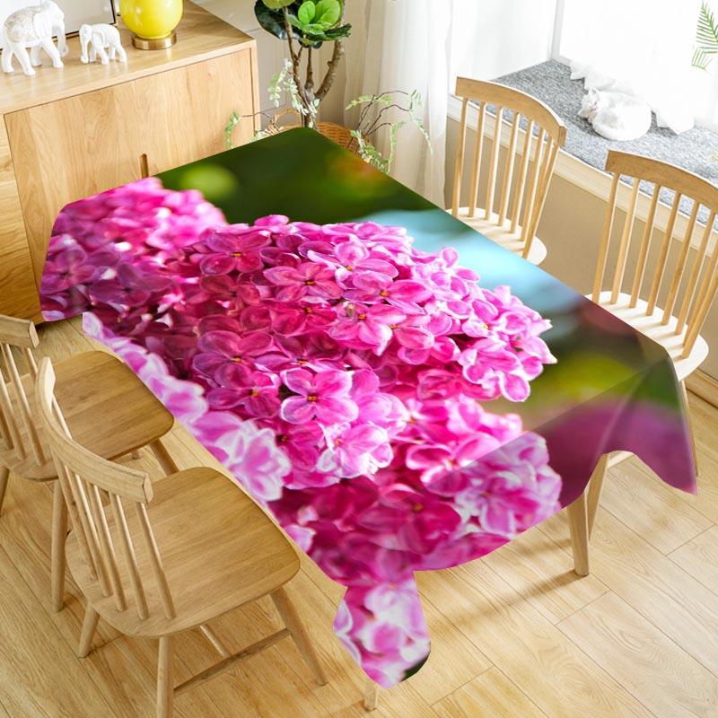 Bloem Lila Tafelkleed Wasbaar Doek Verdikt Oxford Rechthoekig Tafelkleed voor Bruiloft Aanpasbare maat 100X140cm/140X200cm 100x140cm