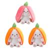 Kawaii Fruit Transfigured Easter Bunny Plush Toy Cute Carrot Strawberry Bag Turn Into Rabbit Plush Toy Kids Birthday Gift