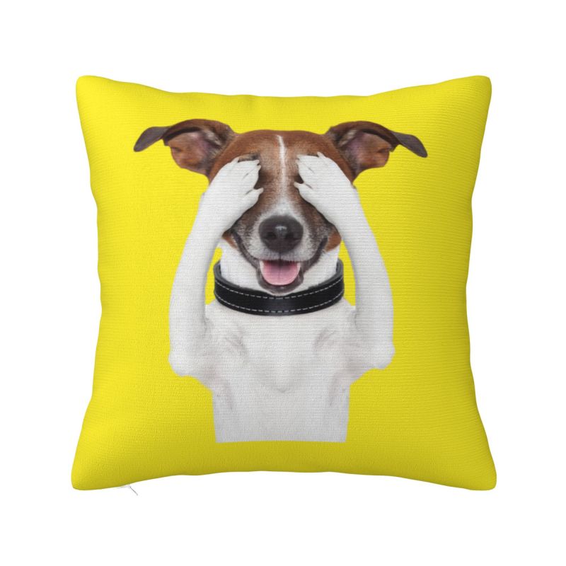 Niedlicher Jack Russell Terrier Kissenbezug 40x40cm Weiches Haustier Hund Wurfkissen für Auto Quadratischer Kissenbezug Wohnzimmer Dekoration