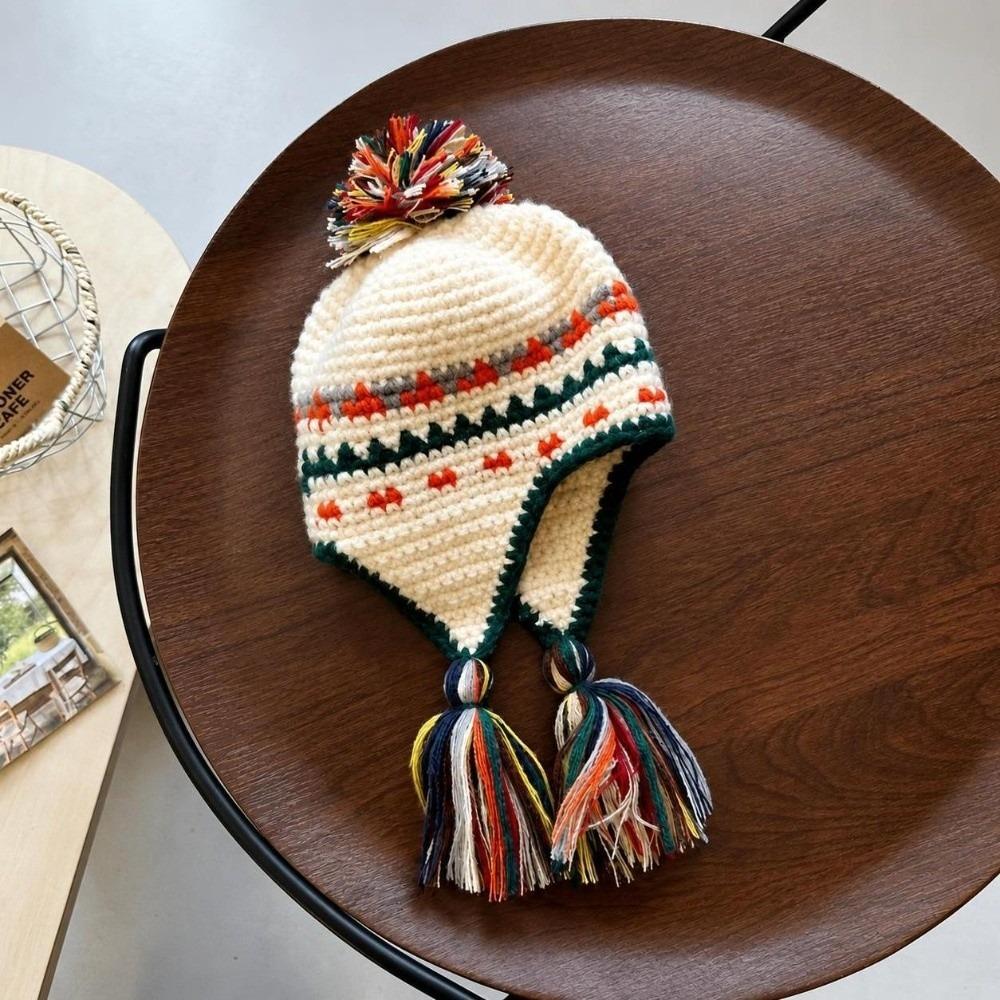Cold Proof Warm Beanie Windproof Ear Protection Caps Retro Knitted Hats Cold Weather