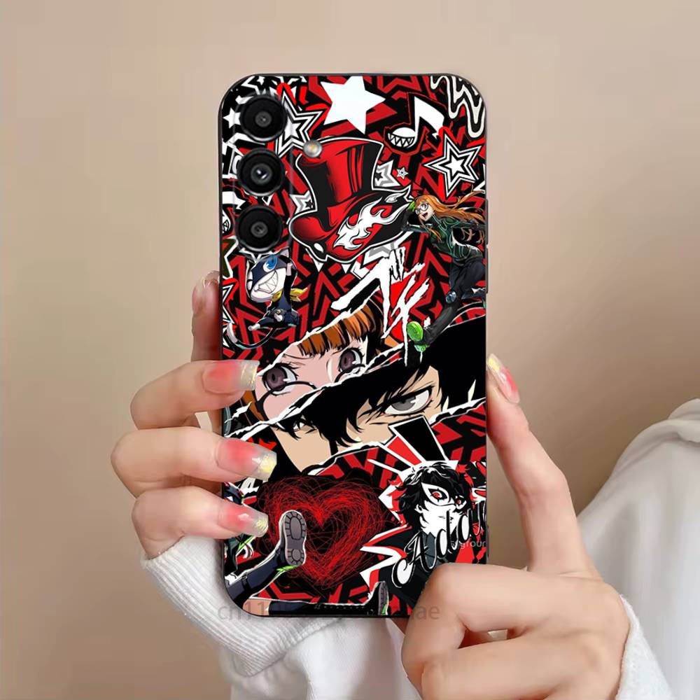 Spiel P-Persona 5 Handyhülle Für Samsung S25,24,23,22,21,S20,Ultra,Plus,FE Schwarze Weiche Hülle