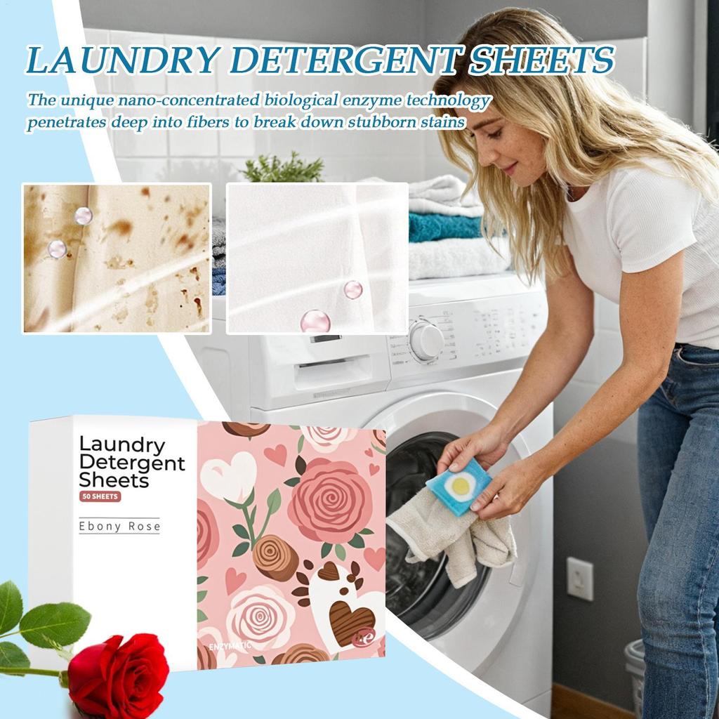 Eco-Friendly Laundry Soap Sheets 50 Count/set Water Soluble Detergent for Travel Sensitive Skin Dorm Camping Vacation