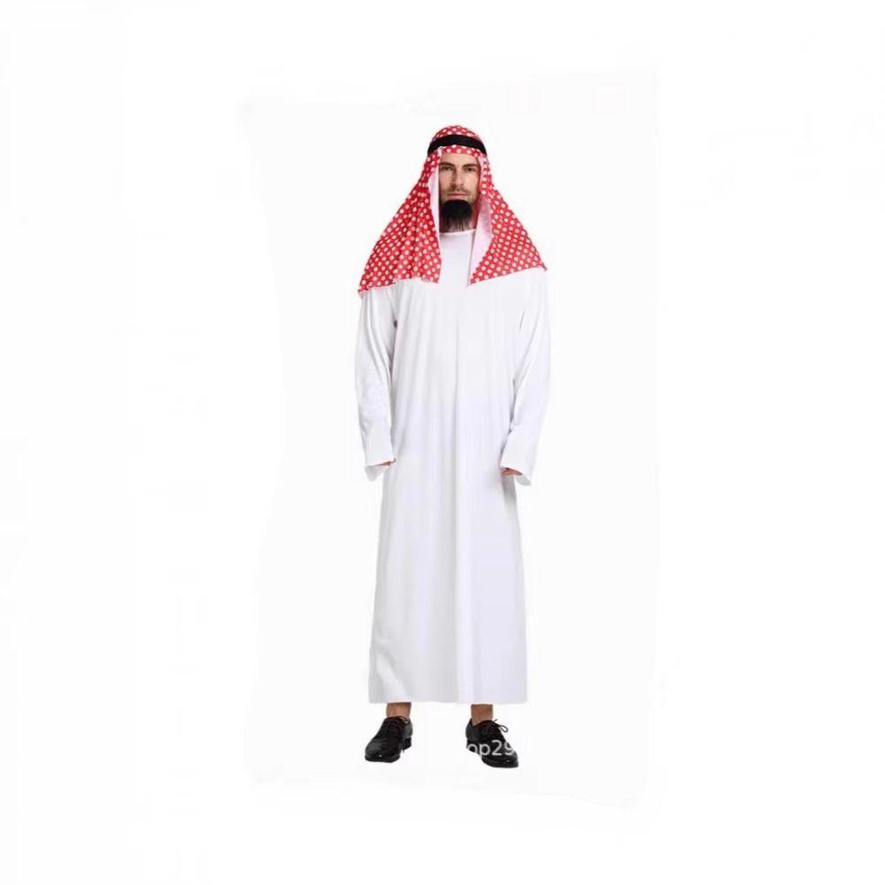 Cosplay Arabic Costume Red Headscarf Halloween Costumes Dubai Style Stage Dress Birthday Party