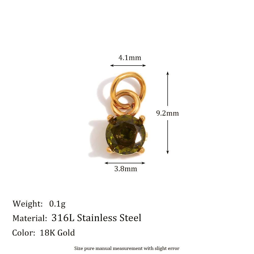 MamacitaSlay Stainless Steel Birthstone Round Charm Earrings Necklace Bracelet DIY Accessories Women's Retro Waterproof Jewelry