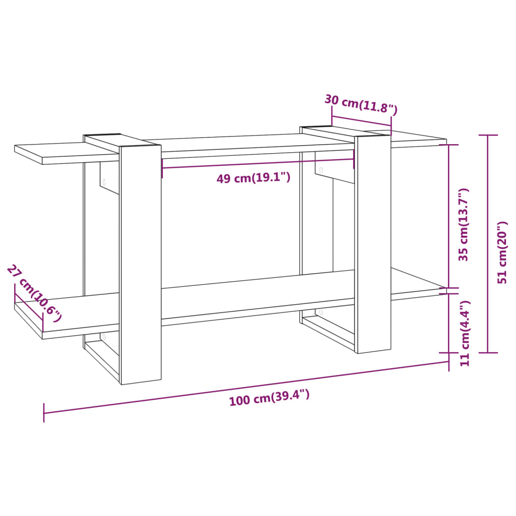 Vidaxl Shelf, Concrete Gray, 100X30X51 Cm, Wood-Based Material