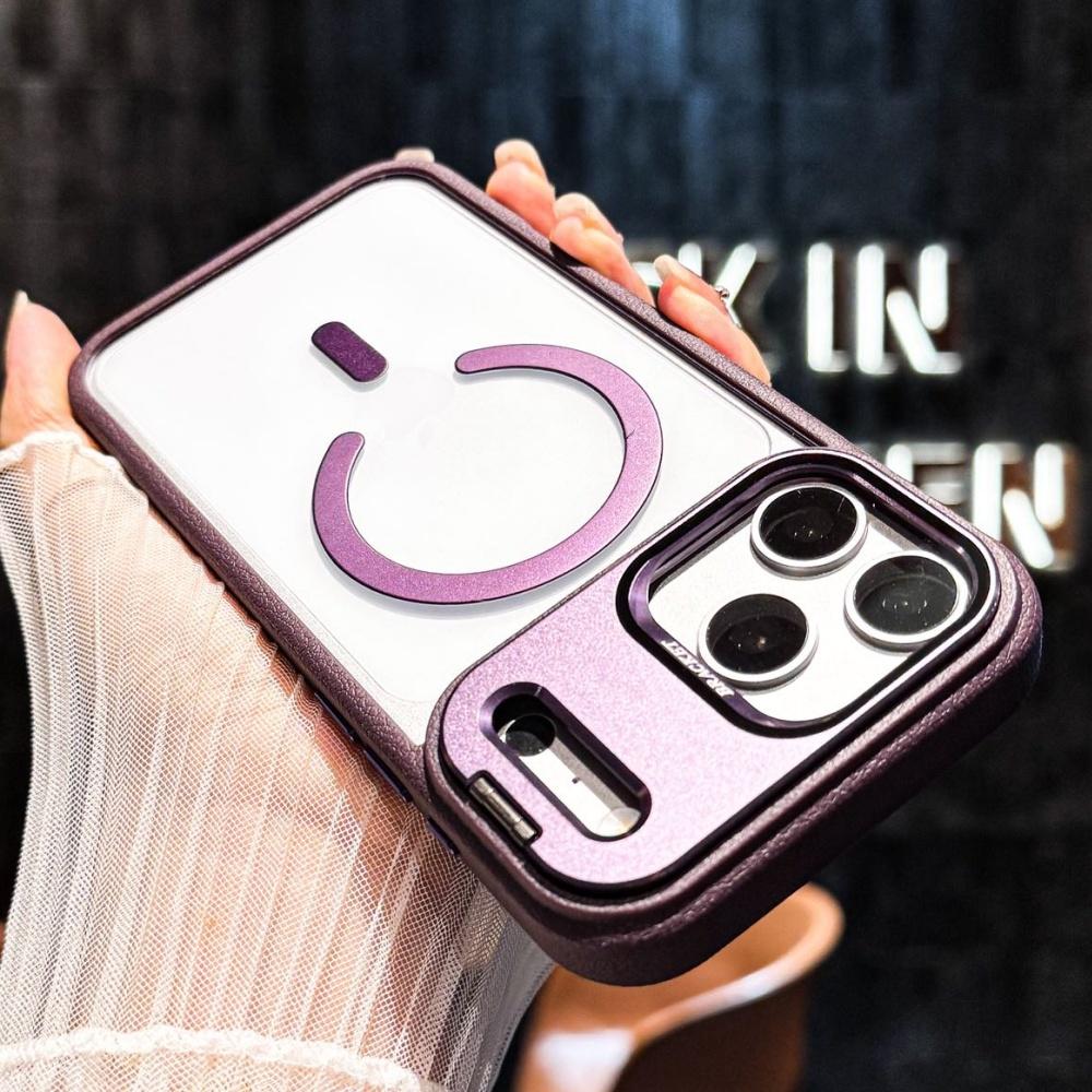 Glass Protection Lens Holder Magnetic Clear Case For For Iphone 17 16 1 14 13 Pro Max Flod Bracket For Leather Bumper Cover