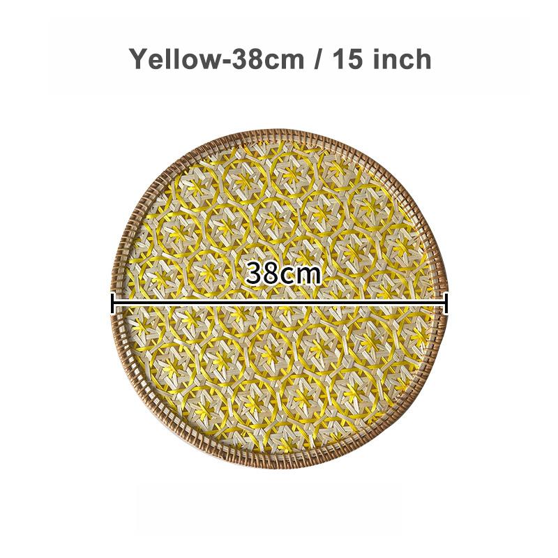 Nordic Rattan Decorative Tray Natural Wicker Handwoven Home Decor Rattan Insulation Mat Southeast Asian Ethnic Wall Decoration