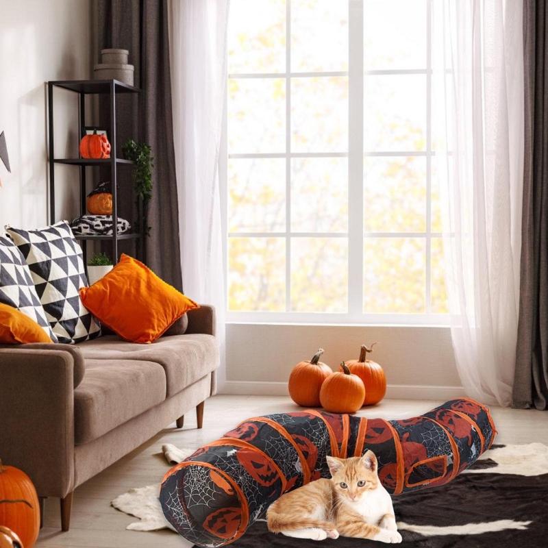 Halloween Cats Tunnel for Festival Pet Hideaways Play Tunnel Hideouts S-Shape Play Tube Playtent Cats Entertainment Toy