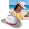 Fashionable Adult White Western Top Hat Adjustable Strap Wide Brims Hat For Daily Wear and Theme Event Gathering