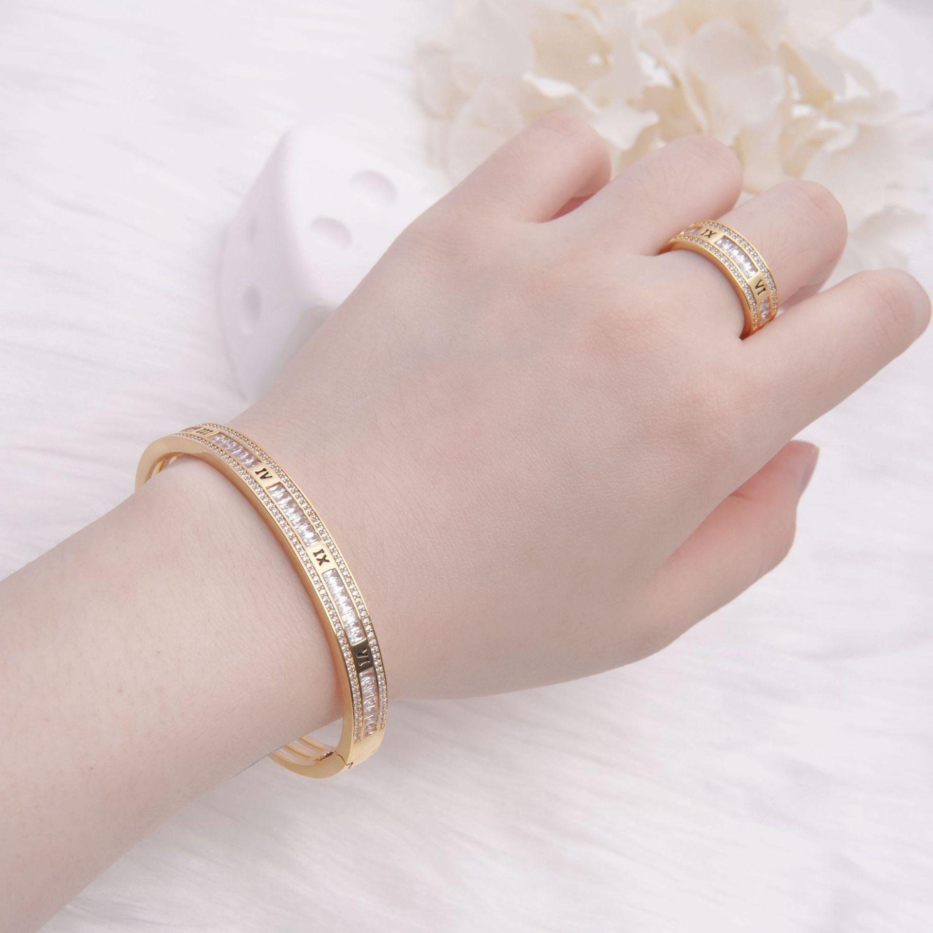 

Набор браслетов-колец с буквами и цифрами из циркона: Роскошные, Высококлассные Модные Ювелирные Изделия золотой