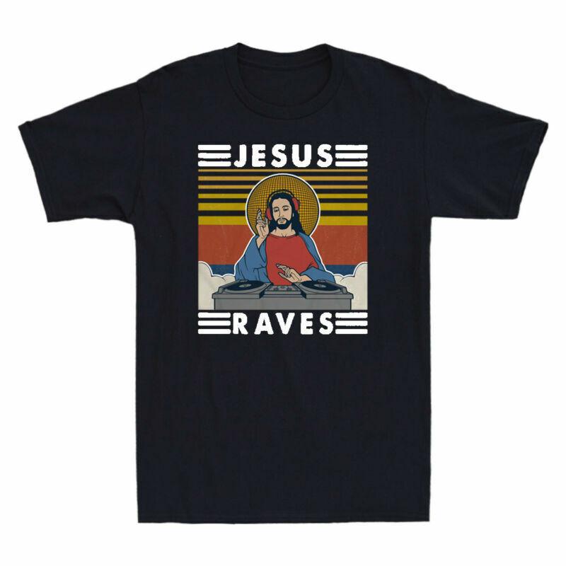Funny Tee Raves T Vintage Sleeve Jesus Retro Dj Unisexs Gift Shirt Short Cotton S