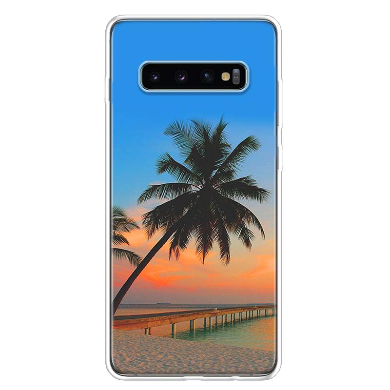 Sea Tropical Palm Trees Beach Phone Case Cover For Samsung Galaxy A12 A22 A32 A52 A72 A02S A51 A50S A31 A20S A10S Note 20 Ultra
