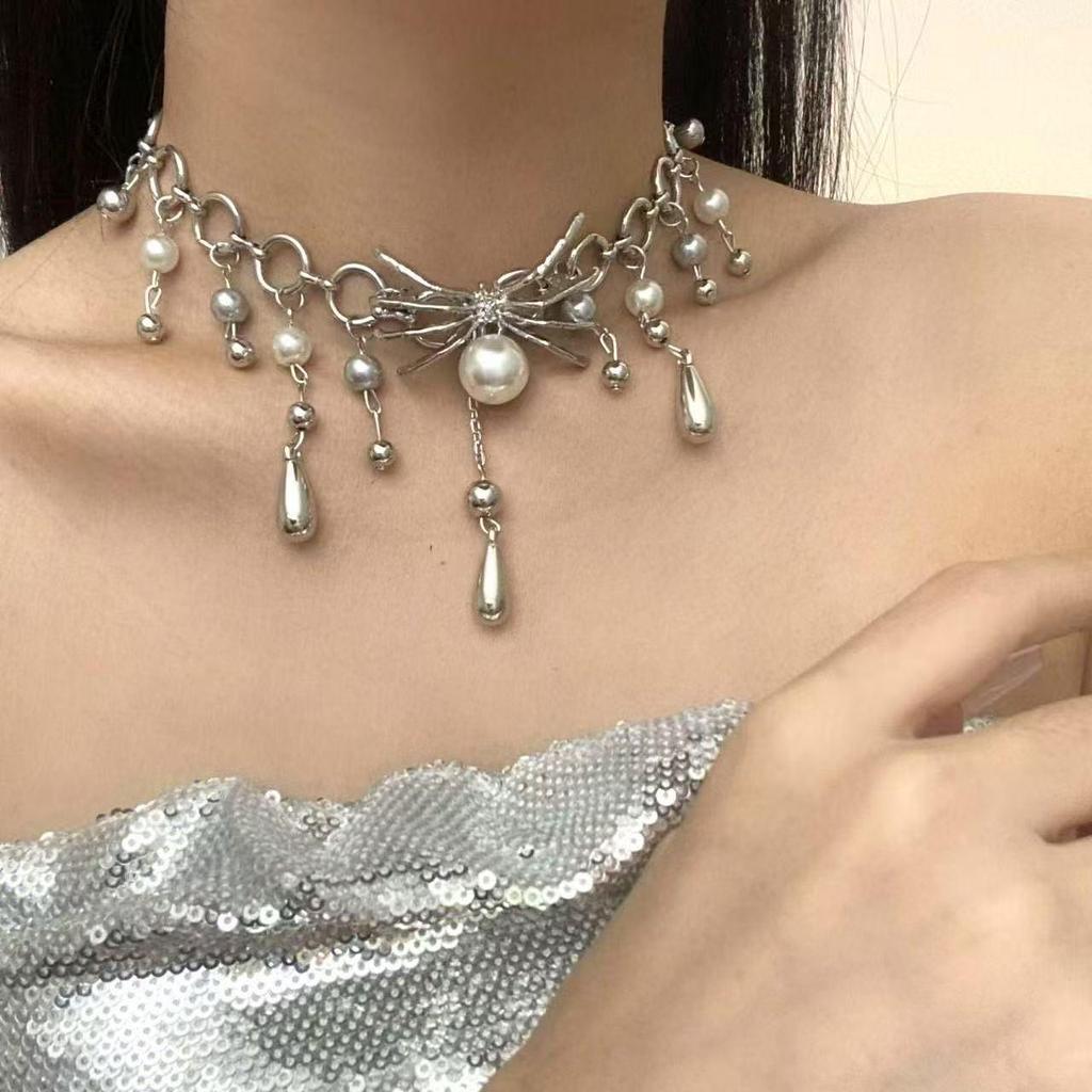 Y2K Spicy Girl Dark Star Leather Choker Necklace - Pure Desire Clavicle Chain