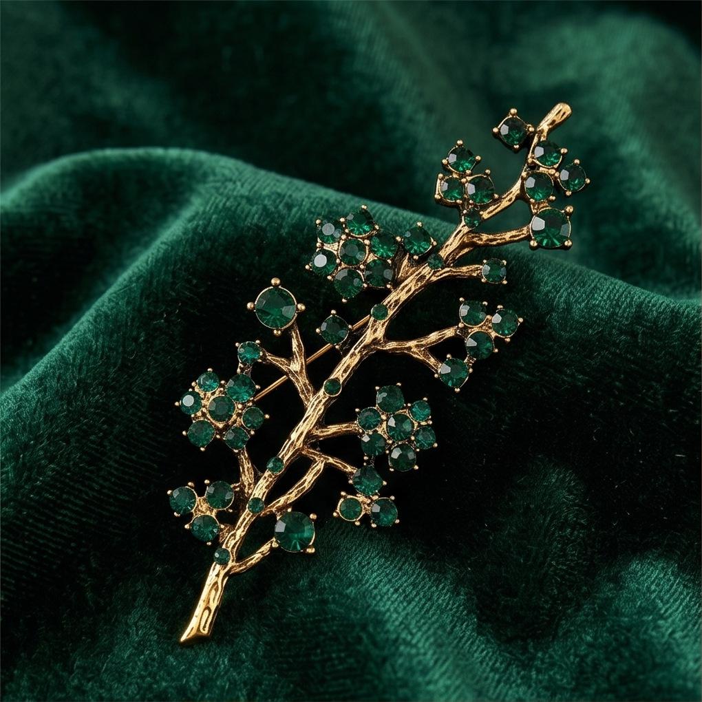 Emerald Branch Brooch - Women's Luxury High-End Fashion Accessory with Exquisite and Stylish Design