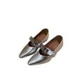 2025 new pointed one-word with rhinestone rivets inner height increase Mary Jane shoes shallow mouth versatile commuter work shoes