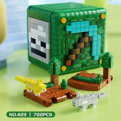 722PCS My World Cube Steve CQuestion Mark Box Deformation Organ Building Block Assembly Children'S Toy Birthday Gift