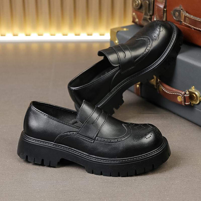 

Деловые мужские лоферы Черные Коричневые Мужские Однофутовые Удобные На толстой подошве Нескользящие Кожаные туфли высокого класса Размер 38-46 Мужская обувь 46 чёрный