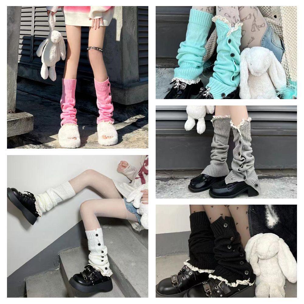 

Грілки Harajuku Button Design Leg Warmers Y2K Ankle Warmer Нові в’язані шкарпетки JK сірий