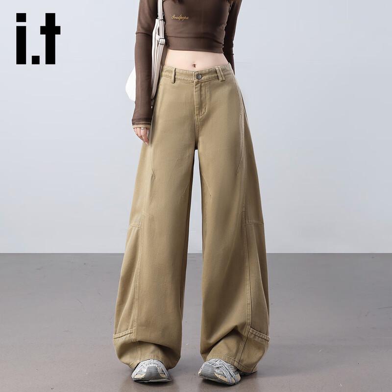 

izzue it Women s High-Waist Wide-Leg Workwear Denim Pants XL