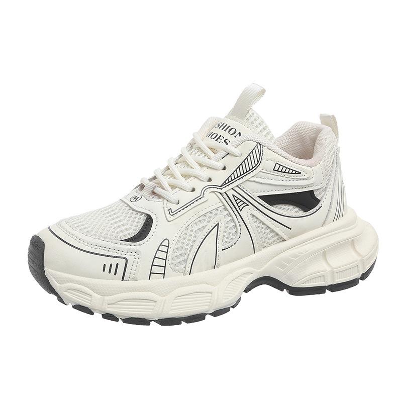 Korean version of niche mesh breathable dad shoes for women 2025 spring new thick-soled lightweight casual sports running shoes tide