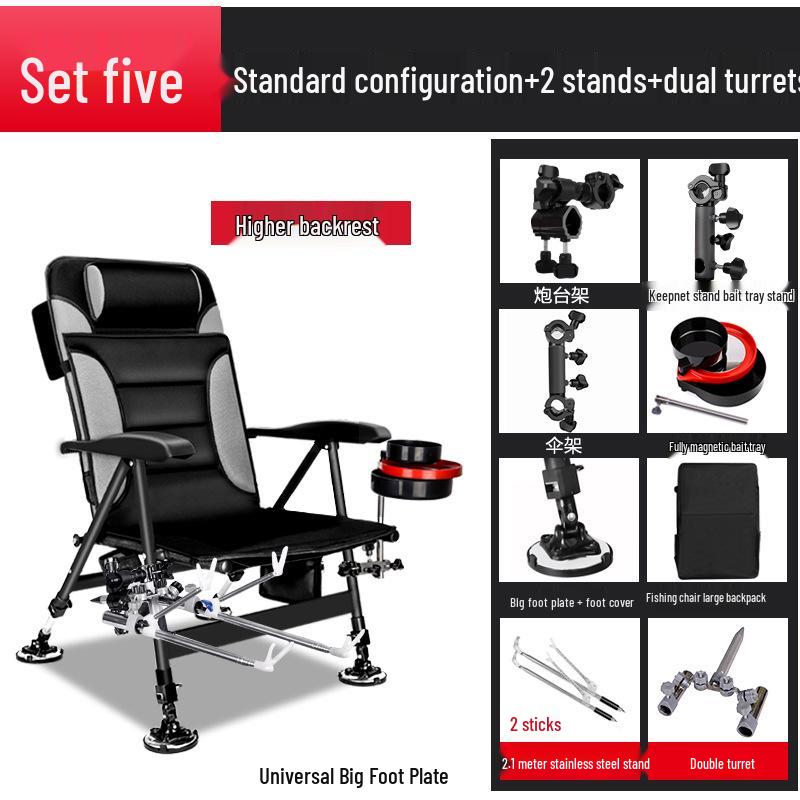 Scaun de pescuit pliabil multifuncțional din aliaj de aluminiu: Platformă portabilă, All-Terrain, cu spătar reglabil, pentru pescuit în stil european.