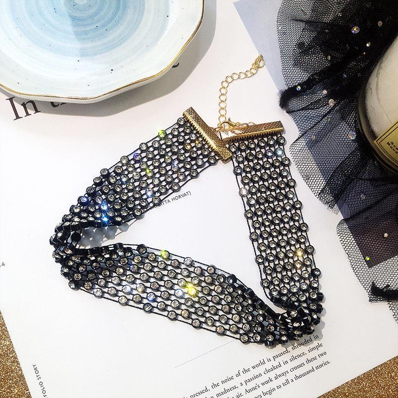Elegant Multi-Rhinestone Flower Choker Necklace
