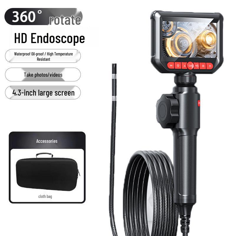 360° Steering Industrial Pipeline Inspection Borescope, 4.3-inch Screen, Portable Bendable Handheld Device.