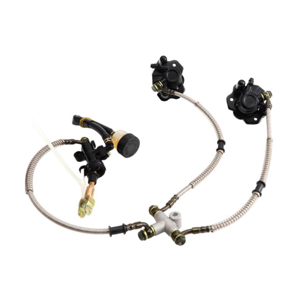 Go Kart Hydraulic Brake Kit Hydraulic Versatile Easy Installation Twin Calipers Rear Brake Assembly for 200cc UTV Quad Bikes ATV