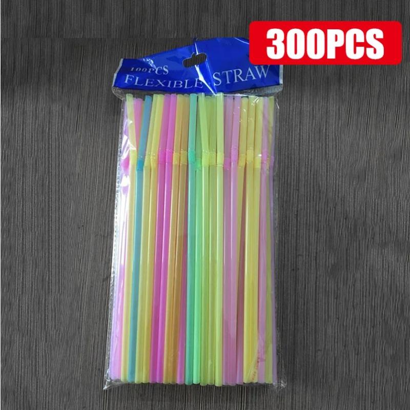 100Pcs Colorful Bendable Straw Drinking Kunststof Straw for Milk Tea Bar Party Rietjes Drinking Wedding Kitchen Beverage Straws
