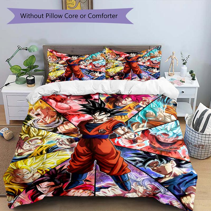 3pcs Dragon Ball3 Design Cover Set - HD Printed Bedding with 1 Cover and 2 Pillowcases - Perfect for Home and Dorm Decor