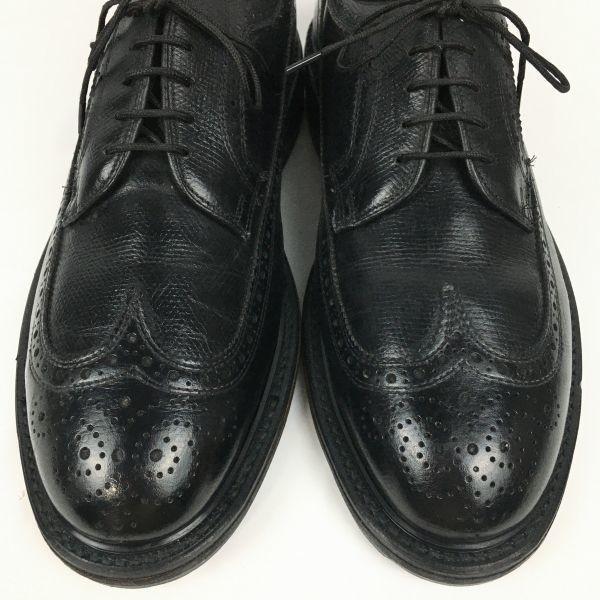 70s Vintage ANSI Z41.1-190 Steel Toe Long Wingtip Safety Shoes Black Size 7.5D / 25.5cm(USED)
