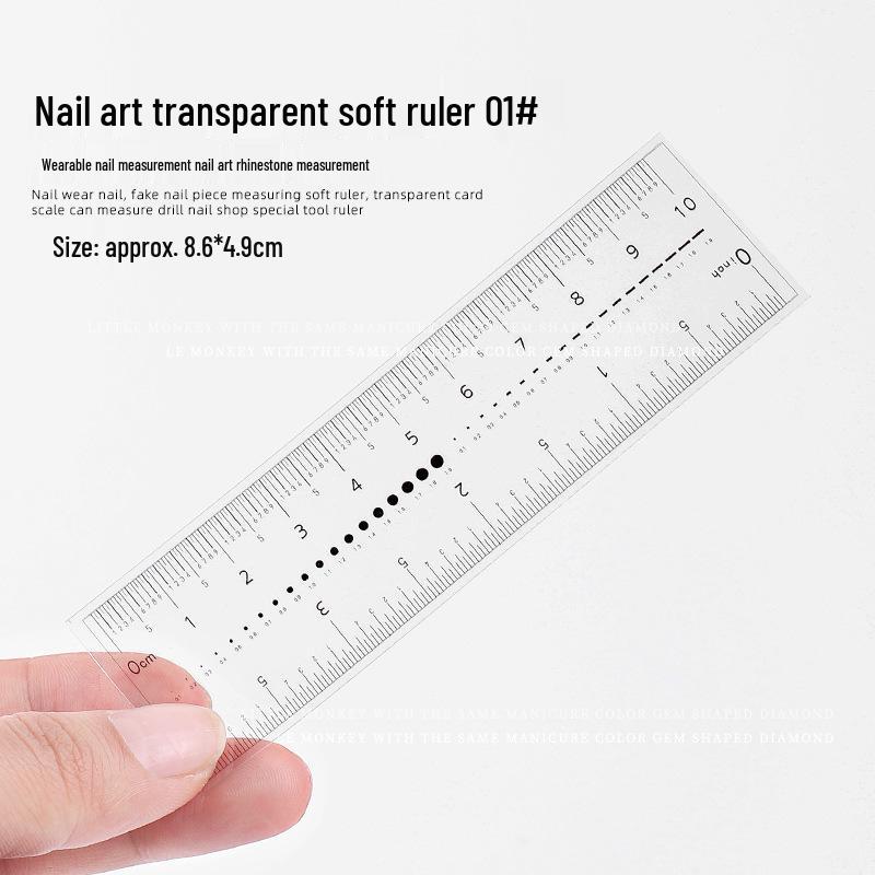

Прозрачная ПВХ линейка для измерения ногтей - Портативный инструмент для измерения размера ногтей