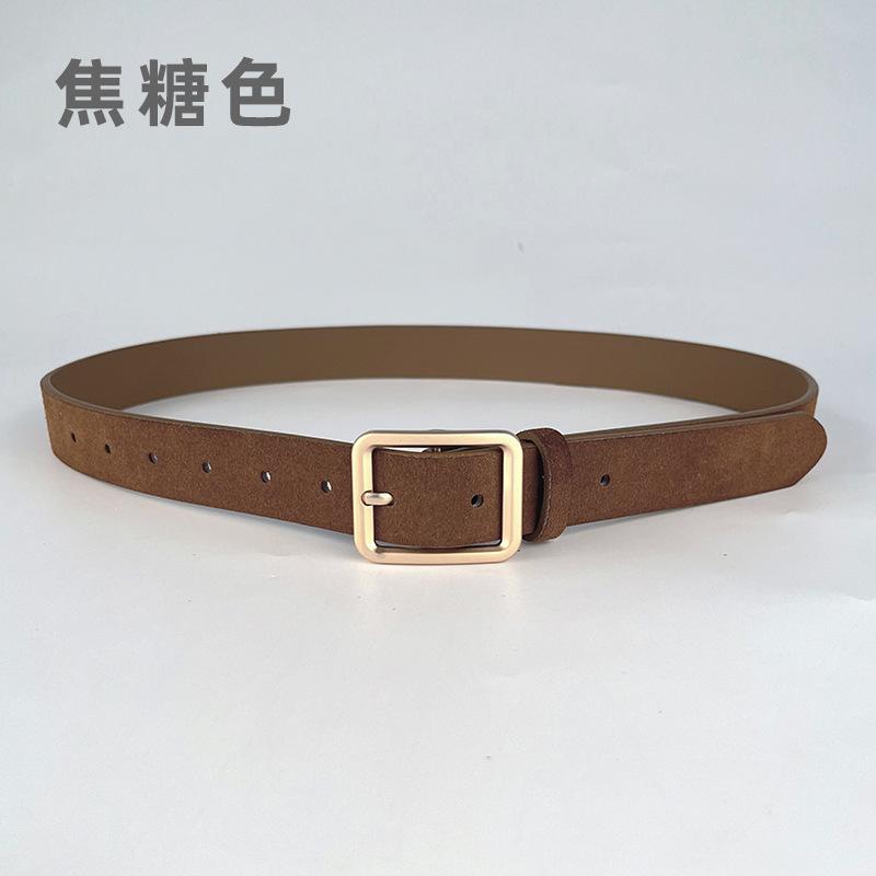 Frosted Suede Leather, Genuine Leather Women'S Belt, Cowhide Retro Simple With Casual Pants, Jeans Belt 2.3