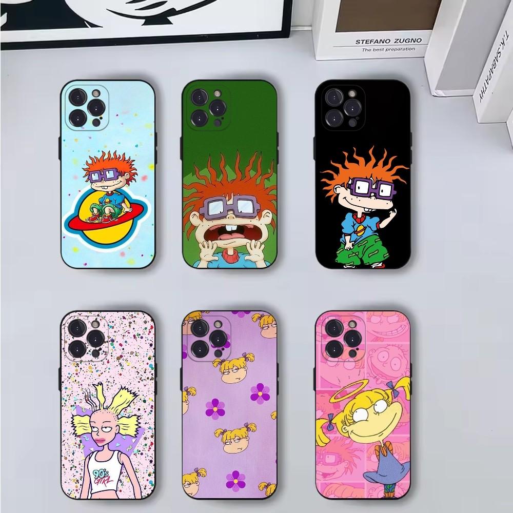 Rugrat Chuckie Angelica Phone Case For iPhone 16,15,14,13,12,11,Pro,X,XS,Max,XR,Plus,Mini Soft Black Cover