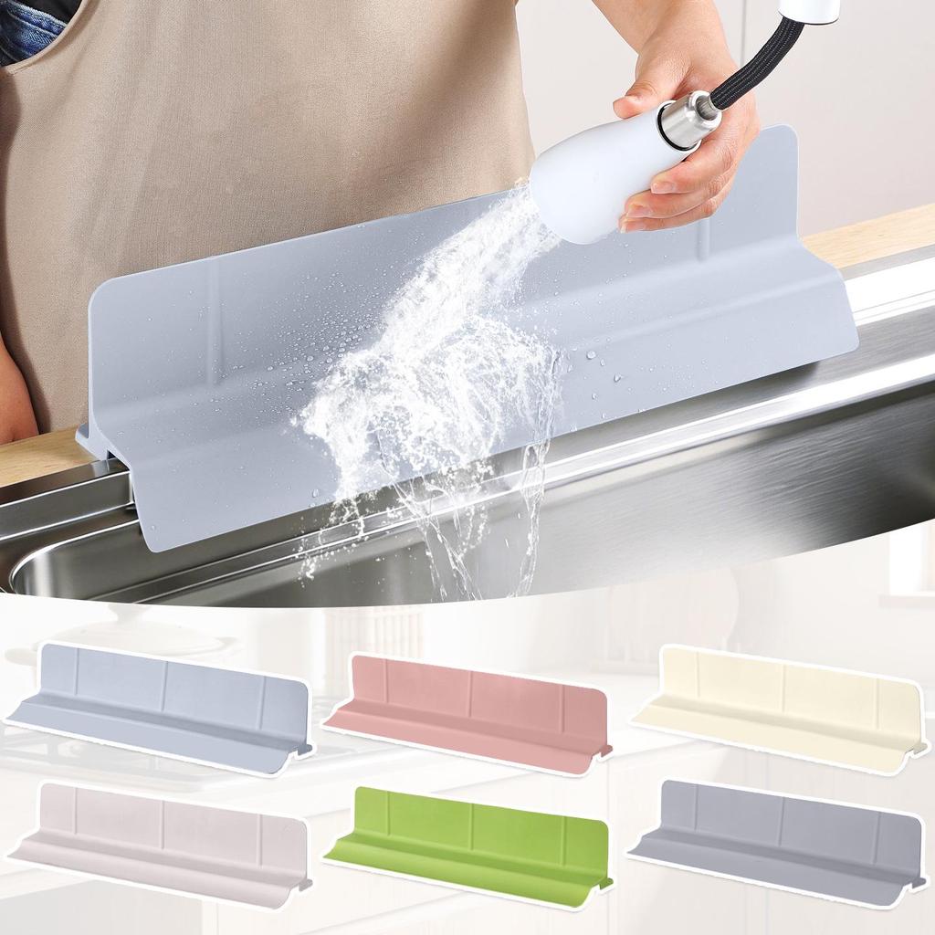 Silicone Non-Slip Sink Splash Guard with Suction Cups - Water Barrier & Separator