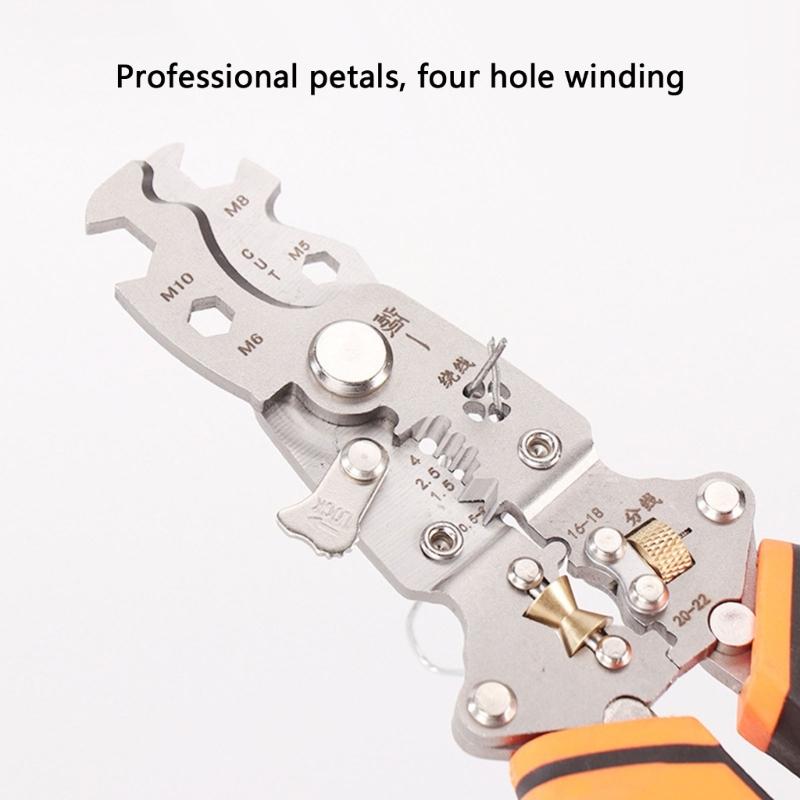 8inch Foldable Wire Stripping Pliers Multifunctional Crimper For Wire Peeling Cutting Dividing Electrical Pliers Tool