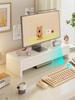 Solid Wood Monitor Stand for Girls' Office with Storage Shelf